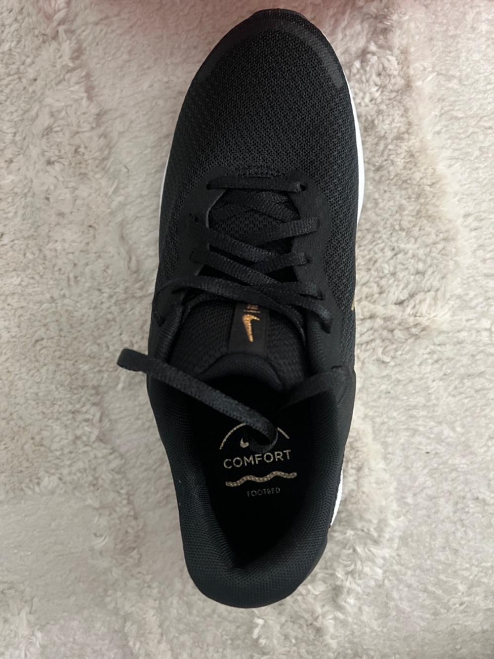 Nike Black with Gold Swoosh Running Sneakers - Picture 3 of 5